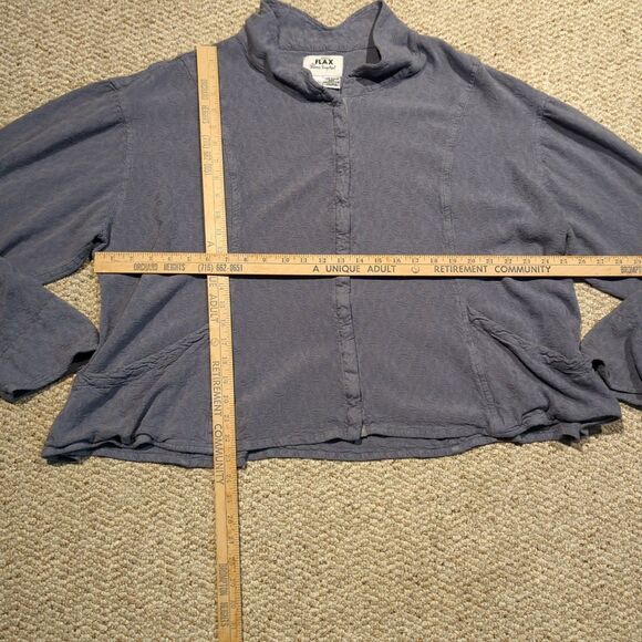 FLAX Jeanne Engelhart Button Down Shirt Blouse Womens Medium Lagenlook Blue Gray - Picture 2 of 6